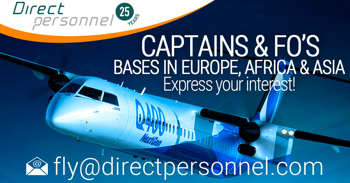 DHC8 Q400 Captains & First Officers, Dash 8 Q400 Captains, Dash 8 Q400 First Officers, Pilot jobs in Europe, Africa & Asia - Direct Personnel