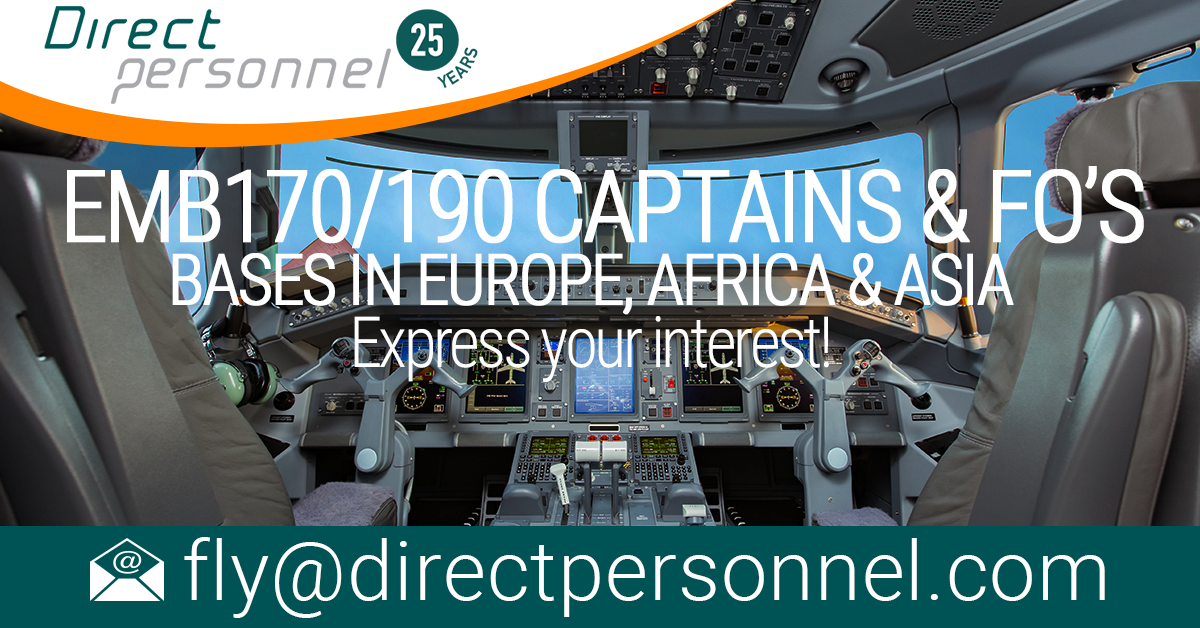 EMB170/190 Captains & First Officers, EMB170/190 Captains, EMB170/190 First Officers, Pilot jobs in Europe, Africa & Asia - Direct Personnel