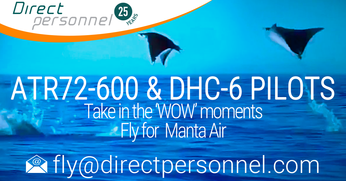 Client in the spotlight Manta Air, Direct Personnel Recruitment, Fly and live in paradise, ATR72-600 Captains, ATR72-600 First Officer jobs, DHC-6 Pilot jobs, Direct Personnel Pilot Jobs - Direct Personnel