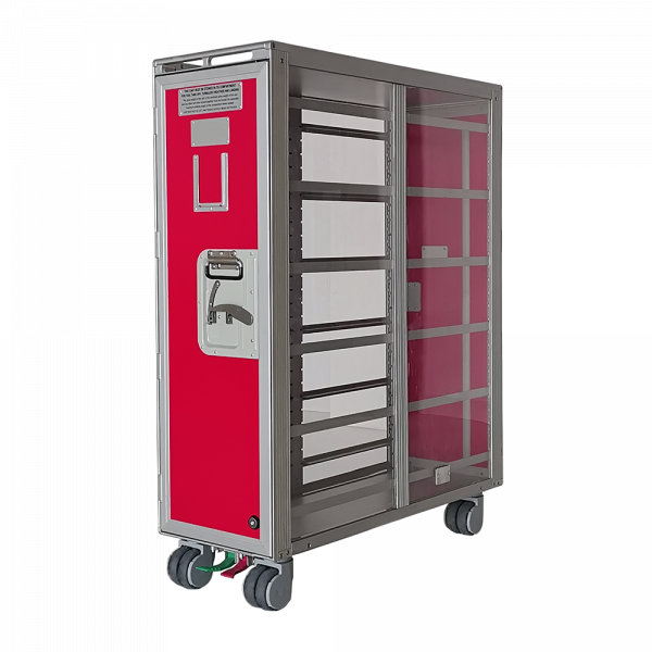 Aluflite full size inflight sales trolley, inflight retail, inflight passenger service, airline duty-free cart, duty free sales trolley, onboard sales trolley, retail showcase trolley, buy on board - Korita Aviation