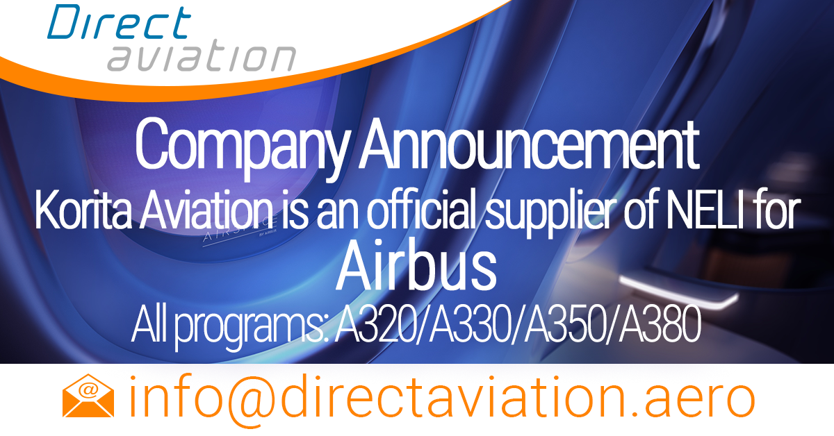 Direct Aviation Group Company Announcement - Korita Aviation is an official supplier of NELI for Airbus - Direct Aviation