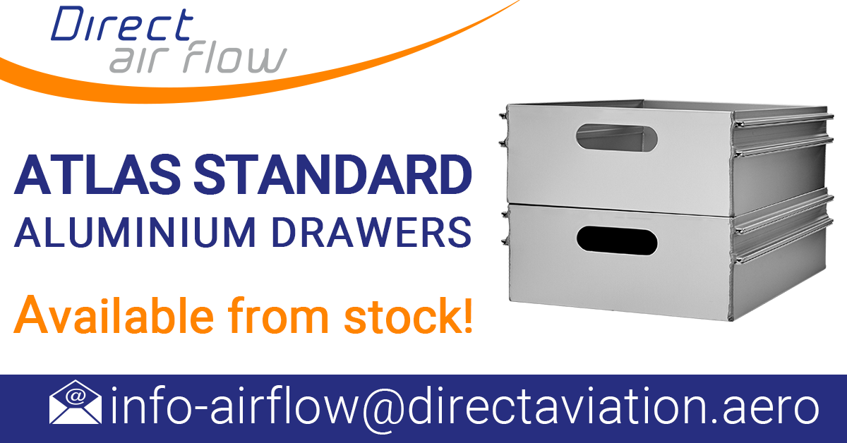 aluminium catering drawers, ATLAS aluminium drawers, catering drawers, airline drawers, aluminium drawer news - Direct Air Flow