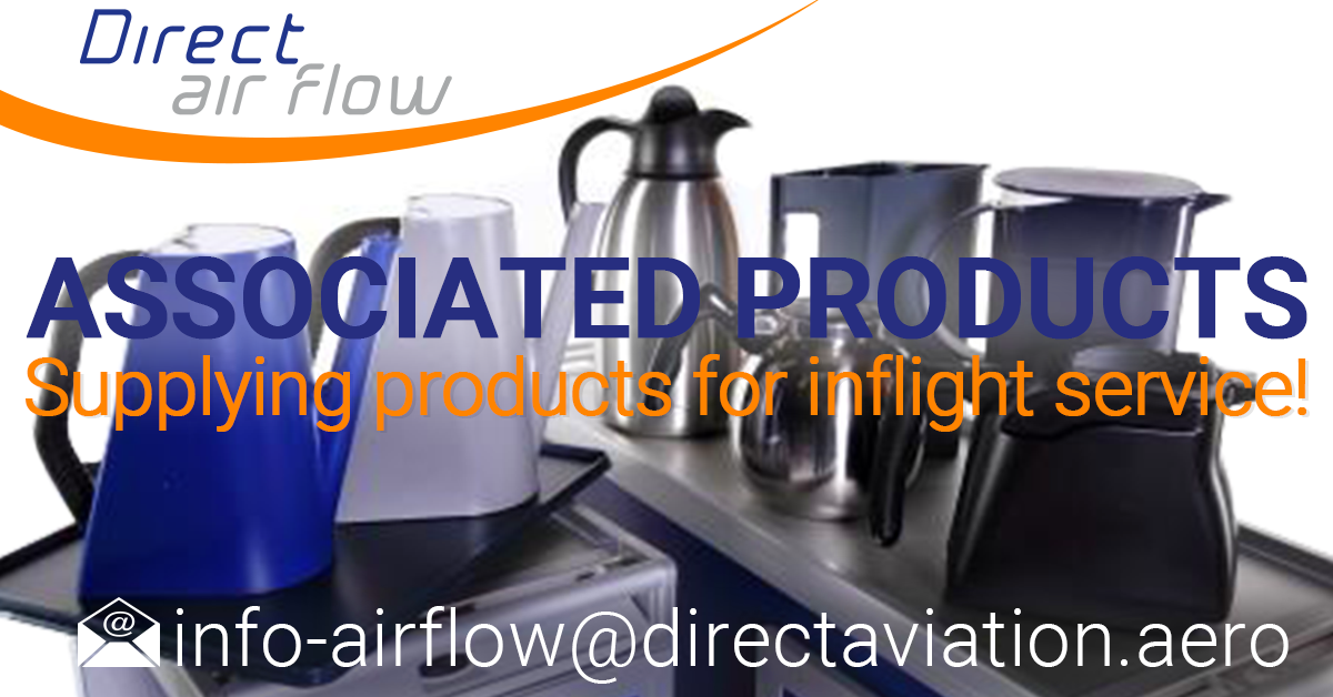 drink servers, hot drink servers, meal trays, hot jugs, glass racks, cooling bags, associated products, airline catering - Direct Air Flow