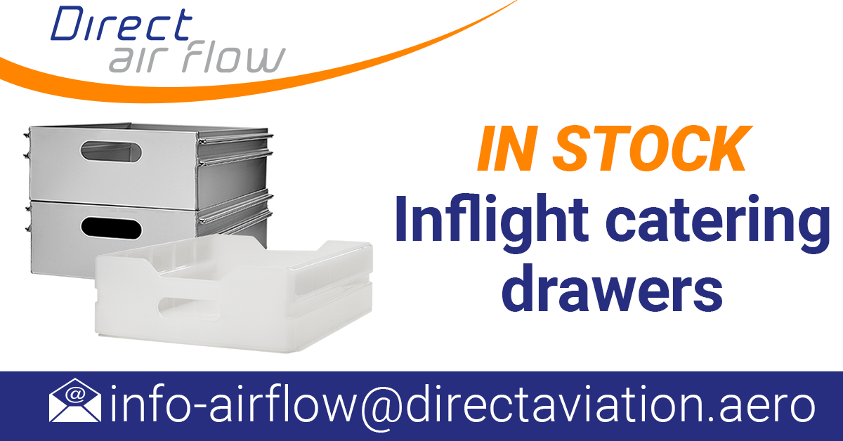 inflight catering drawers, airline catering, catering equipment, aluminium drawers, polypropylene drawers, ATLAS standard drawers - Direct Air Flow