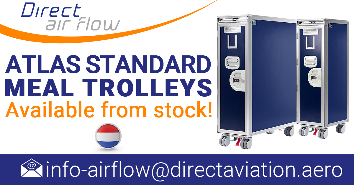 ATLAS standard trolleys, aircraft meal trolleys, cabin service trolleys, ATLAS airline carts, airline meal trolleys, food and beverage trolleys - Direct Air Flow