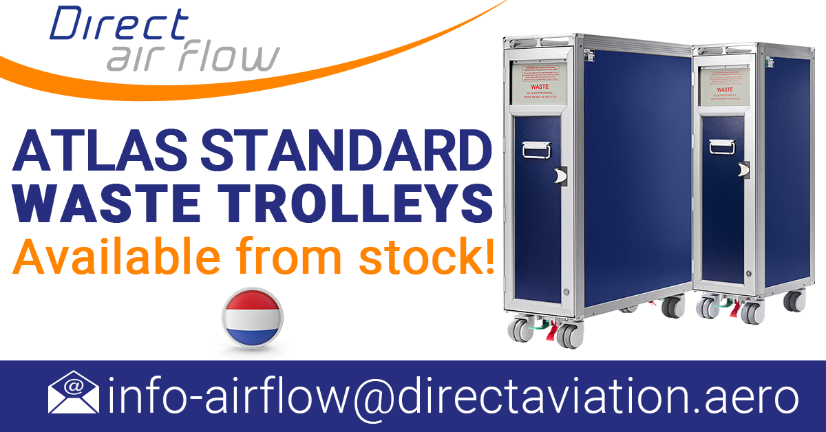 ATLAS standard trolleys, aircraft waste trolleys, cabin service trolleys, ATLAS airline carts, airline waste trolleys, food and beverage trolleys - Direct Air Flow