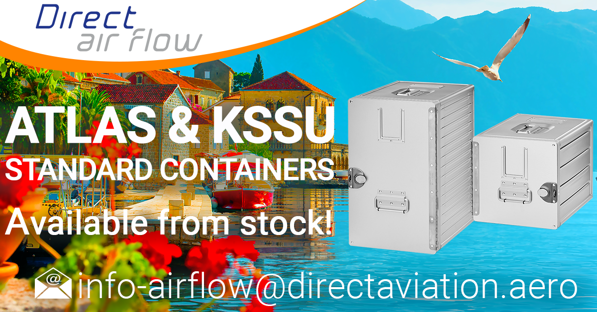 KSSU containers, inflight containers, ATLAS containers, aircraft galley containers, inflight storage, ATLAS standard units, US market containers, Aluflite containers - Direct Air Flow