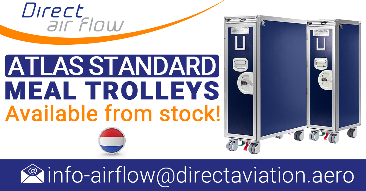 ATLAS standard trolleys, aircraft meal trolleys, cabin service trolleys, ATLAS airline carts, airline meal trolleys, food and beverage trolleys - Direct Air Flow