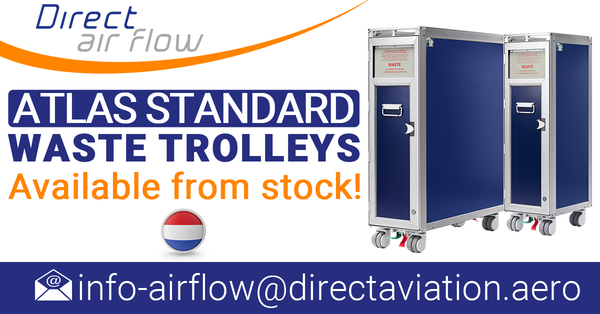 ATLATLAS standard trolleys, aircraft waste trolleys, cabin waste collection trolleys, ATLAS airline waste carts, inflight waste management trolleys - Direct Air Flow