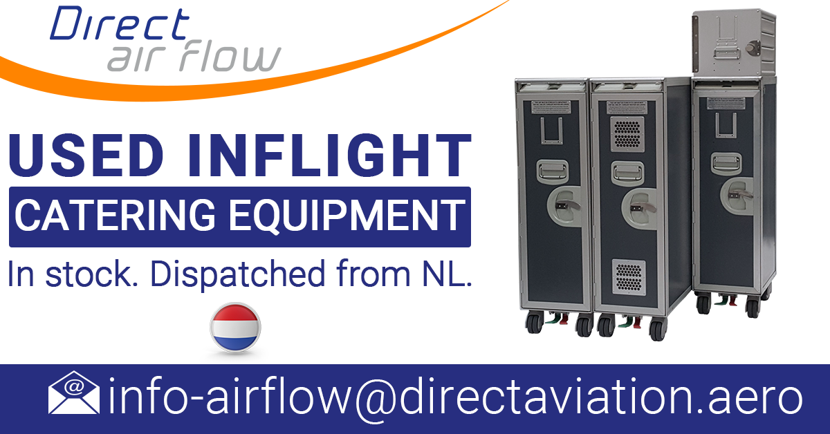 used galley insert equipment, pre-owned aircraft galley inserts, used inflight catering equipment, used airline carts, used airline trolleys, used containers, used drawers - Direct Air Flow
