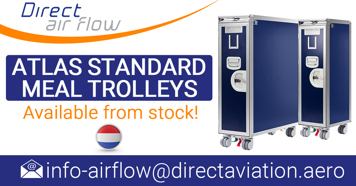 ATLAS standard trolleys, aircraft meal trolleys, cabin service trolleys, ATLAS airline carts, airline meal trolleys, food and beverage trolleys, on board service trolley - Direct Air Flow