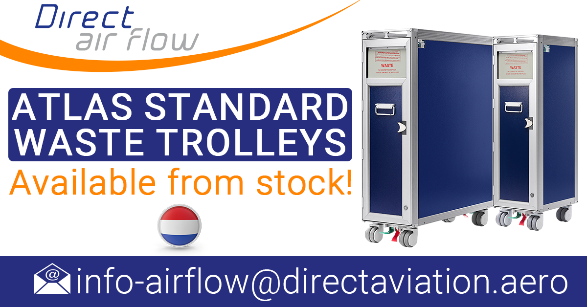 ATLATLAS standard trolleys, aircraft waste trolleys, cabin waste collection trolleys, ATLAS airline waste carts, inflight waste management trolleys - Direct Air Flow