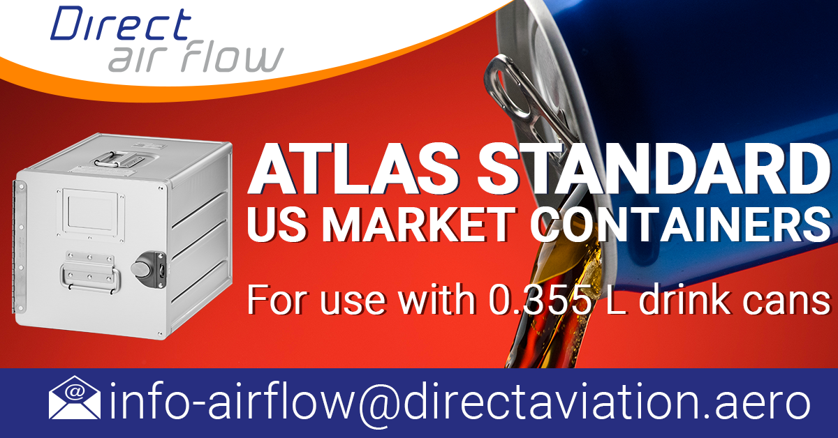 atlas containers, atlas standard units, atlas carriers, airline storage containers, cabin storage, airline carriers, US market ATLAS galley equipment – Direct Air Flow