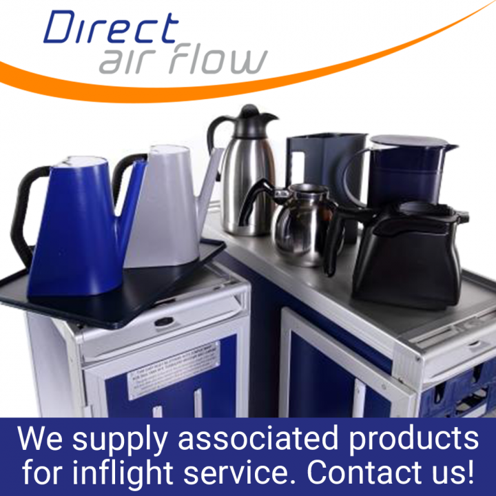 drink servers, hot drink servers, meal trays, hot jugs, glass racks, cooling bags, associated products, airline catering - Direct Air Flow