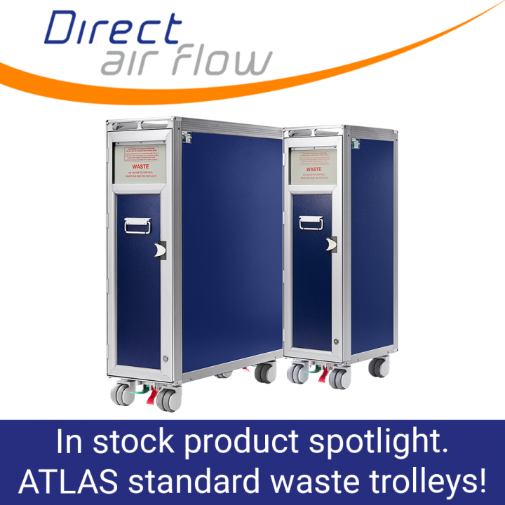 ATLAS standard trolleys, aircraft waste trolleys, cabin waste collection trolleys, ATLAS airline waste carts, inflight waste management trolleys - Direct Air Flow