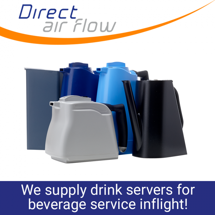 beverage service, drink servers, hot drink servers, cold drink servers, coffee jugs, tea server, juice server, serving drinks, inflight passenger service, beverage service, airline catering - Direct Air Flow