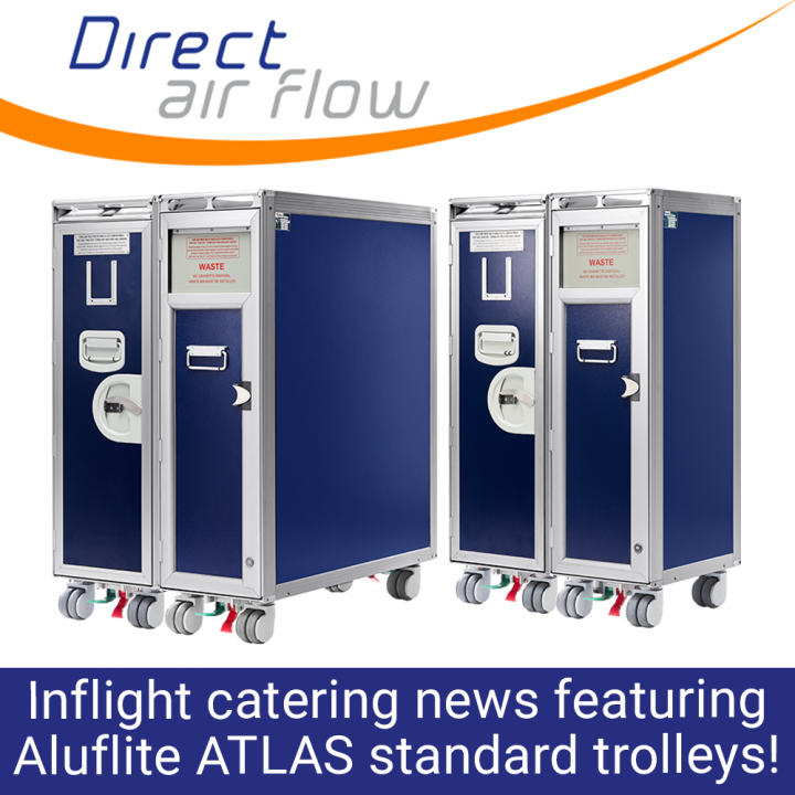 ATLAS standard trolleys, ATLAS standard carts, half size meal carts, half size waste carts, full size meal carts, full size waste carts, airline carts, airline trolleys, inflight catering trolleys, new aviation trolleys, catering trolleys - Direct Air Flo