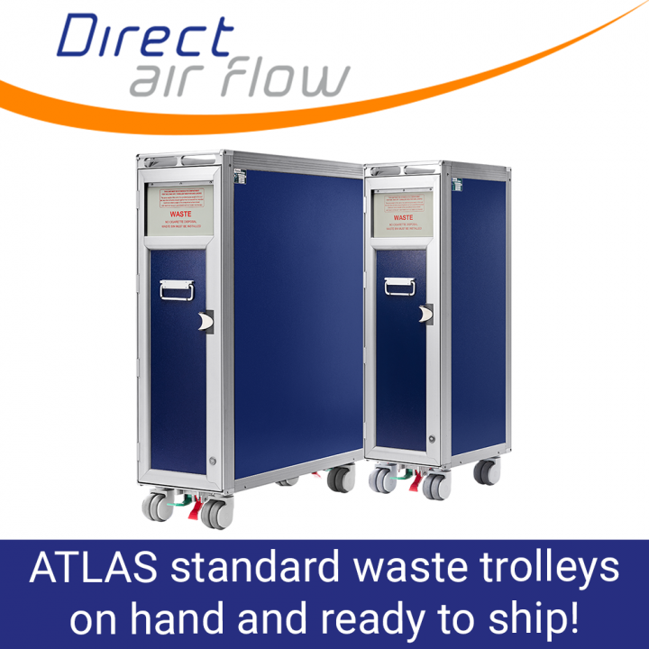 ATLAS standard trolleys, aircraft waste trolleys, cabin waste collection trolleys, ATLAS airline waste carts, inflight waste management trolleys - Direct Air Flow
