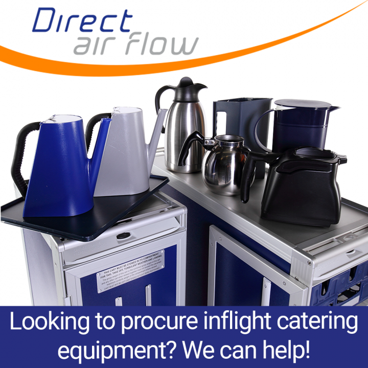 airline trolleys, inflight storage containers, ATLAS & KSSU oven racks, catering drawers, drink servers, hot drink servers, meal trays, hot jugs, glass racks, cooling bags, associated products, airline catering - Direct Air Flow