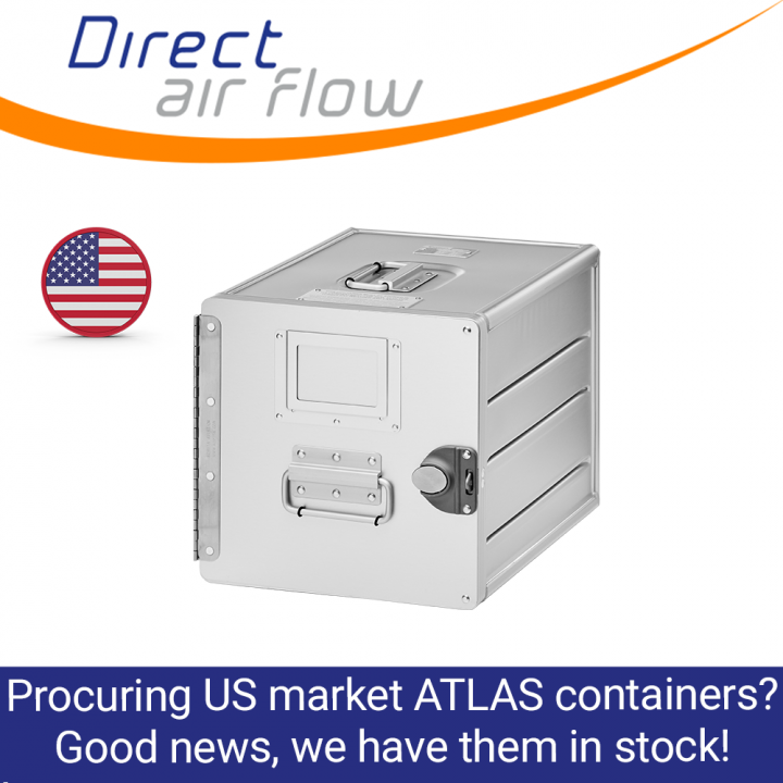 atlas containers, atlas standard units, atlas carriers, airline storage containers, cabin storage, airline carriers, US market ATLAS galley equipment – Direct Air Flow