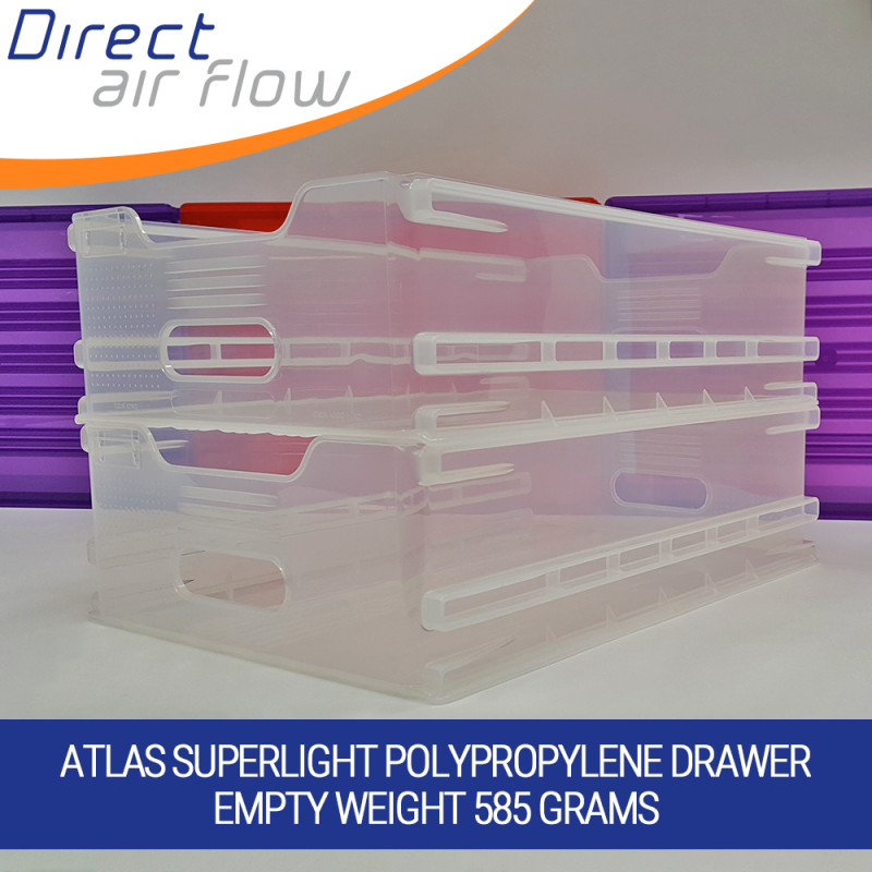 Atlas superlight translucent dual runner polypropylene drawer - Immediate delivery from stock - Direct Air Flow