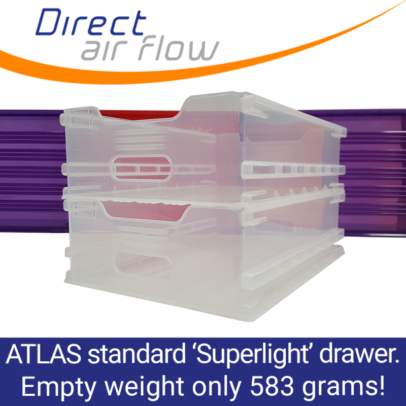 Atlas superlight translucent dual runner polypropylene drawer - Immediate delivery from stock - Direct Air Flow