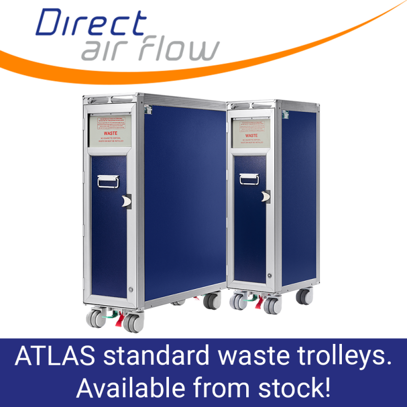 ATLAS standard trolleys, aircraft waste trolleys, cabin service trolleys, ATLAS airline carts, airline waste trolleys, food and beverage trolleys - Direct Air Flow