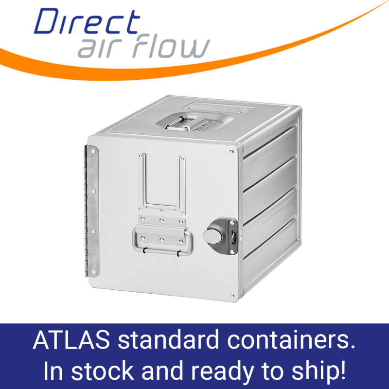 atlas containers, atlas standard units, atlas carriers, airline storage containers, cabin storage, galley insert equipment - aluminium aircraft interior containers, aluminium standard units - Direct Air Flow