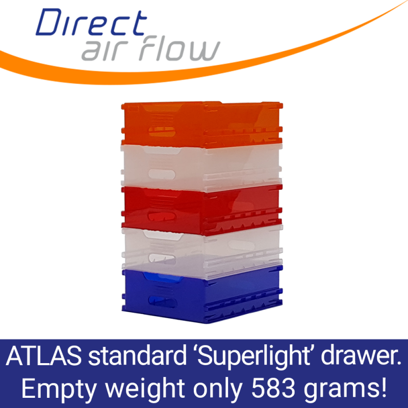 Atlas superlight translucent dual runner polypropylene drawer - Immediate delivery from stock - Direct Air Flow