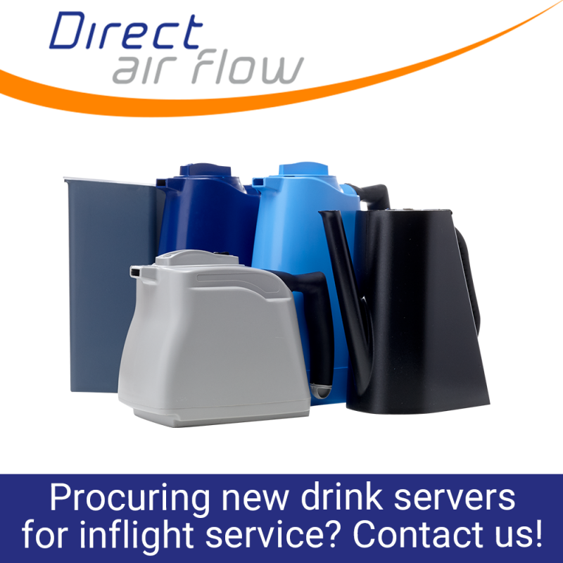 beverage service, drink servers, hot drink servers, cold drink servers, coffee jugs, tea server, juice server, serving drinks, inflight passenger service, beverage service, airline catering - Direct Air Flow