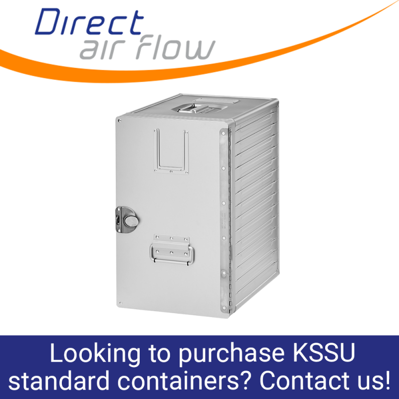 KSSU containers, inflight containers, ATLAS containers, aircraft galley containers, inflight storage, ATLAS standard units, US market containers, Aluflite containers - Direct Air Flow