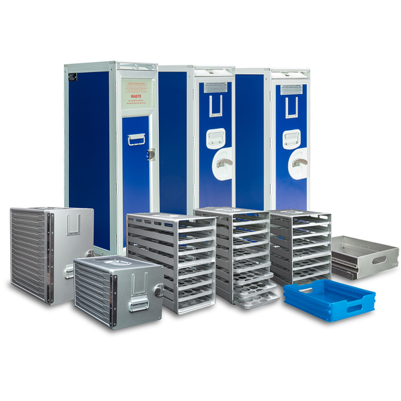 Direct Air Flow supply inflight catering trolleys which include; the Aluflite Atlas half size waste trolley, half size waste cart, airline waste cart, onboard service waste cart, inflight half size waste trolley - Direct Air Flow