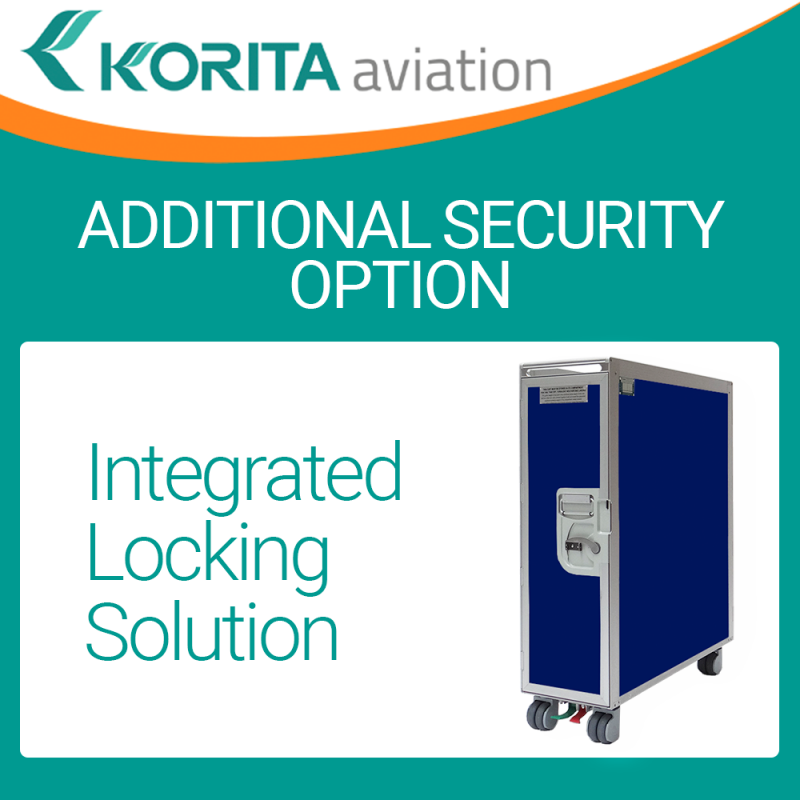 integrated locking solution,additional padlock/seal option, airline cart options, bespoke trolley design,airline catering trolleys, duty-free trolleys, korita aviation trolleys/cart options