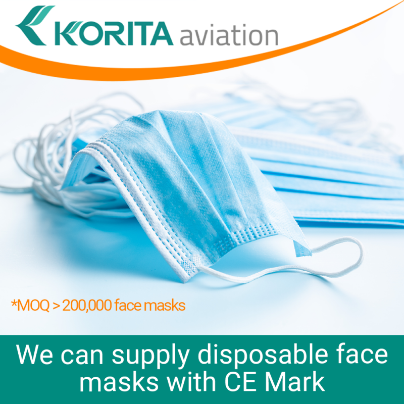 face masks, disposable face masks, Type II face masks, Type I face masks, face masks with CE Mark, medical face masks, face masks with CE Mark - Korita Aviation
