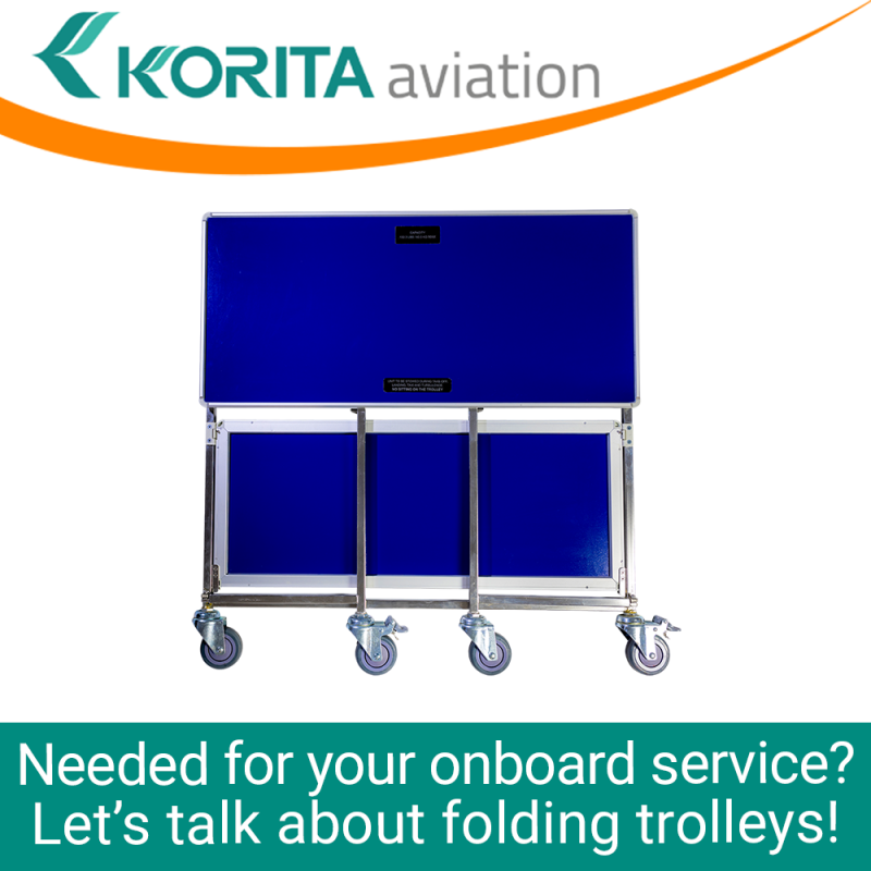 airline folding trolleys, aviation folding trolleys, first class service trolleys, foldable trolleys, inflight folding trolley - Korita Aviation