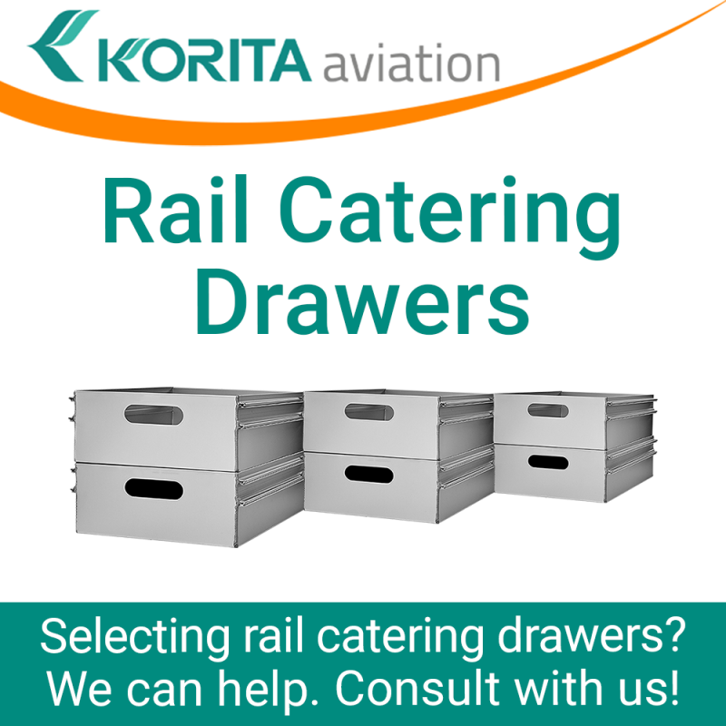 rail catering drawers, aluminium catering drawers, railway catering operations, drawers, rail kitchen drawers, food and beverage drawers, aluminium storage drawers , on-train service drawers - Korita Aviation