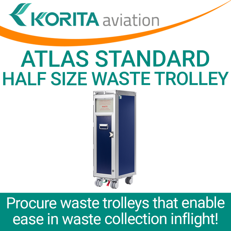 aviation trolley news, aluflite trolleys, airline carts, airline trolleys, ATLAS standard half size waste trolleys,airline carts, airline waste collection trolley, catering trolley - Korita Aviation