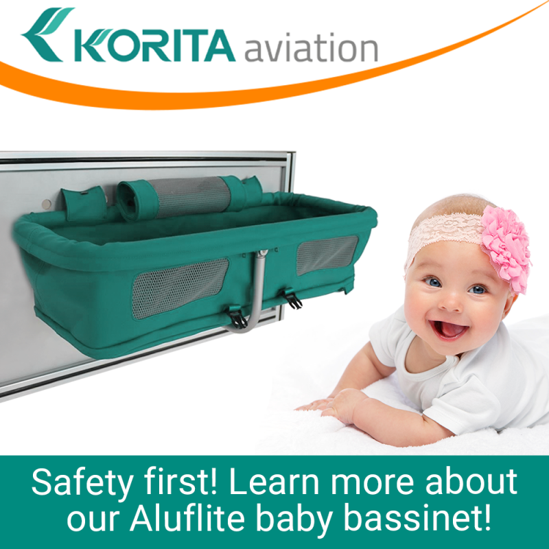 Airline baby bassinet, aluflite baby bassinet, aviation baby bassinet, baby bassinet manufacturers, aircraft interior baby bassinet - Korita Aviation