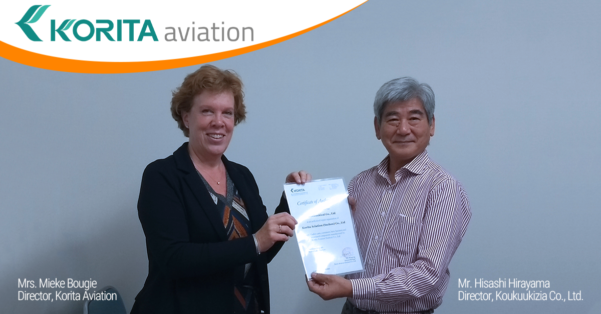 Korita Aviation and Koukuukizia Co., Ltd repair station agreement for Korita Aviation products in Japan.