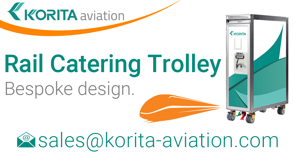 rail catering trolleys, rail catering carts, railway service caddy, on-train service carts, railway galley trolleys, rail trolley, rail passenger service trolley, railway food and beverage trolley - Korita Aviation