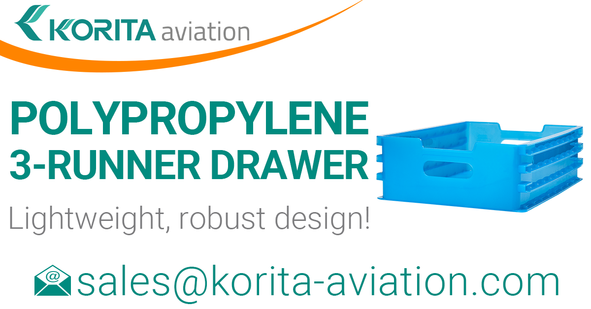drawers, catering drawers, airline polypropylene drawers, 3-runner drawers, airline trolley drawers, airline cart drawers, lightweight pp drawers - Korita Aviation