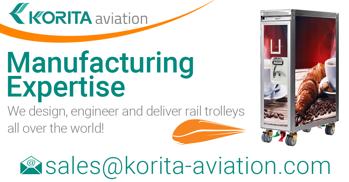 rail catering trolleys, rail catering carts, railway service caddy, on-train service carts, railway galley trolleys, rail trolley, rail passenger service trolley, railway food and beverage trolley - Korita Aviation