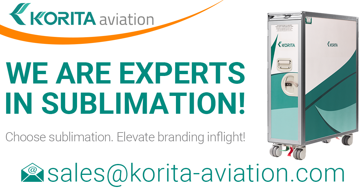 sublimation news, trolley news, sublimation, brand exposure inflight, sublimated trolleys, sublimated carts, trolley external panel finish options, airline branding, galley insert equipment branding, sublimation experts - Korita Aviation