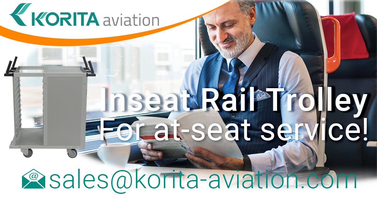 at-seat rail trolleys, inseat rail trolley, on-train service trolley, railcar catering trolley, rail catering trolley manufacturer, rail catering caddy, rail catering cart - Korita Aviation