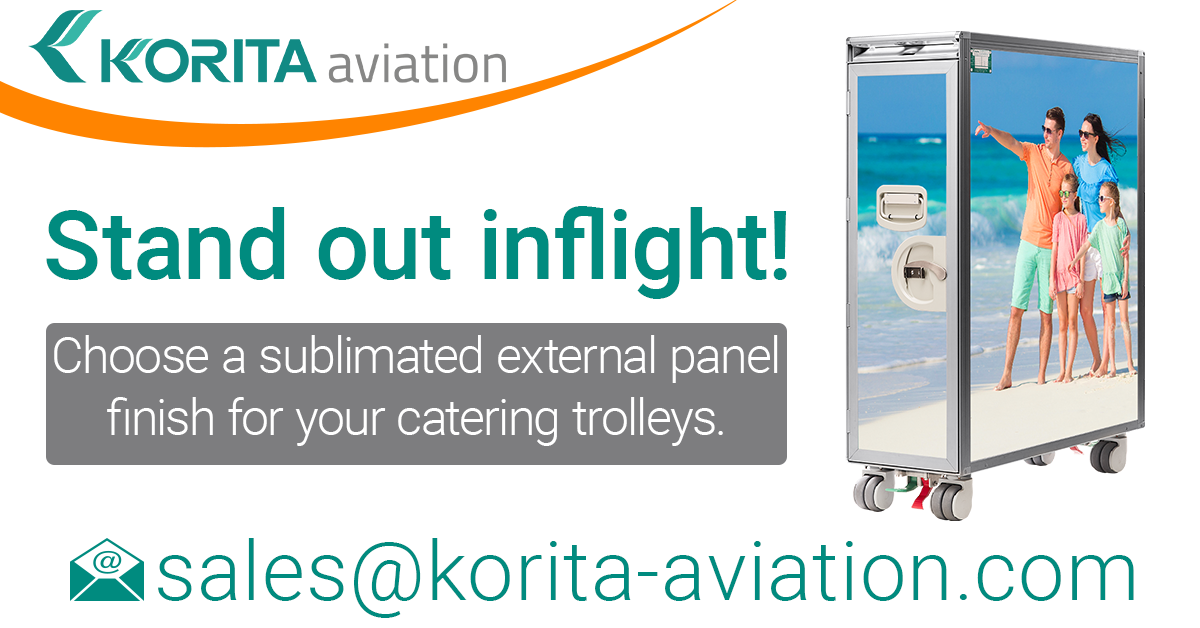 sublimation news, trolley news, sublimation, brand exposure inflight, sublimated trolleys, sublimated carts, trolley external panel finish options, airline branding, galley insert equipment branding, sublimation experts - Korita Aviation
