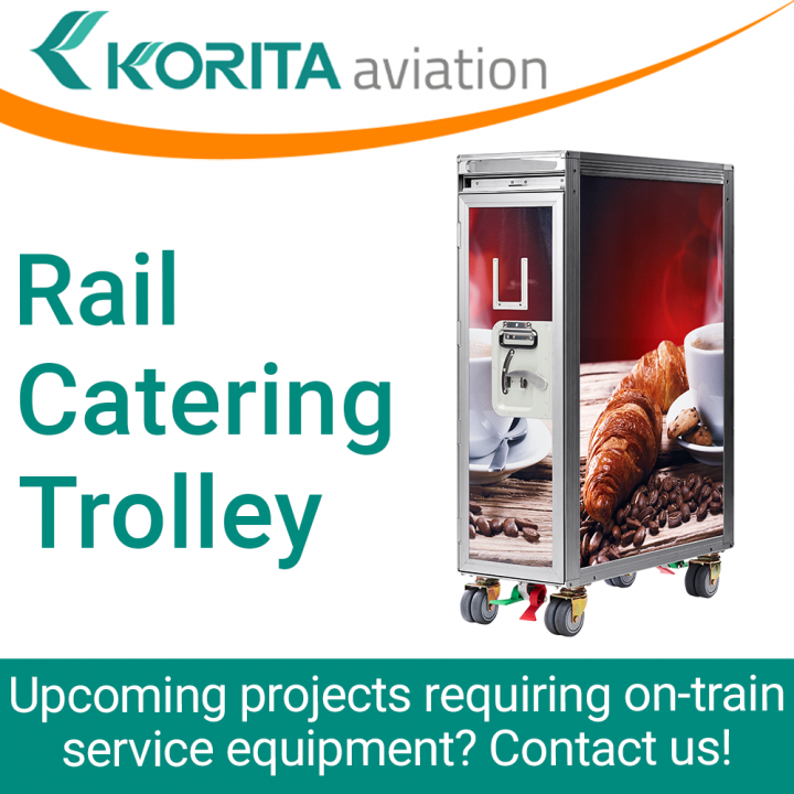 rail catering trolleys, rail catering carts, railway service caddy, on-train service carts, railway galley trolleys, rail trolley, rail passenger service trolley, railway food and beverage trolley - Korita Aviation