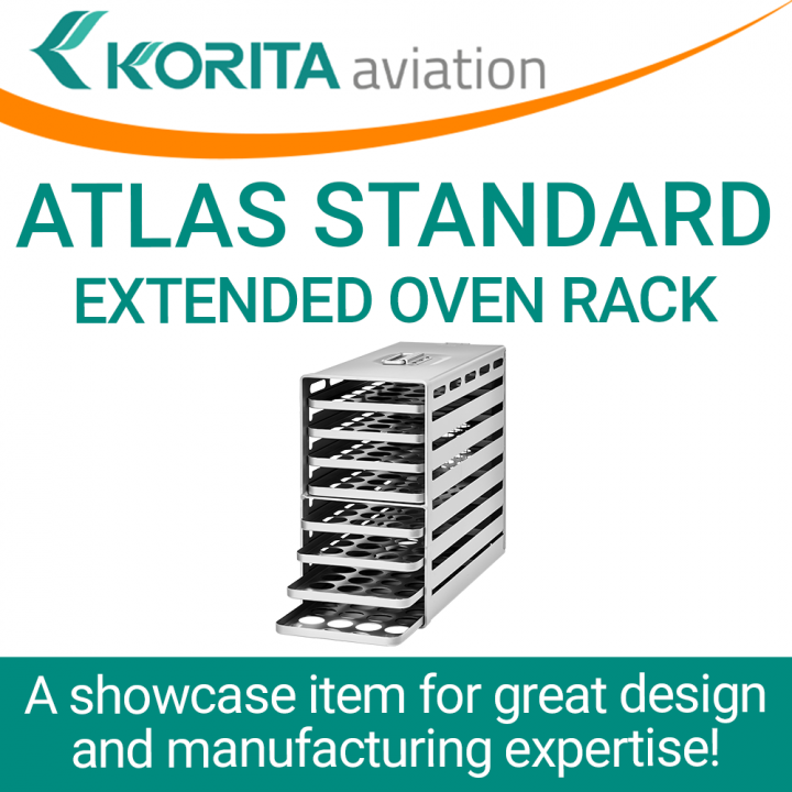 ATLAS standard  extended oven racks, inflight galley, galley oven trays, aircraft galley oven racks, airplane oven racks, Aluflite oven racks, aviation oven racks, airline catering oven racks - Korita Aviation