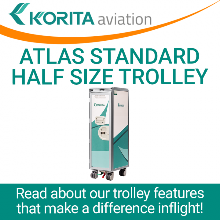 aviation trolley news, aluflite trolleys, airline carts, airline trolleys, ATLAS standard half size trolleys,airline carts, airline snack carts, airline caddy, airline meal trolley, inflight trolley, galley inserts, catering trolley -Korita Aviation