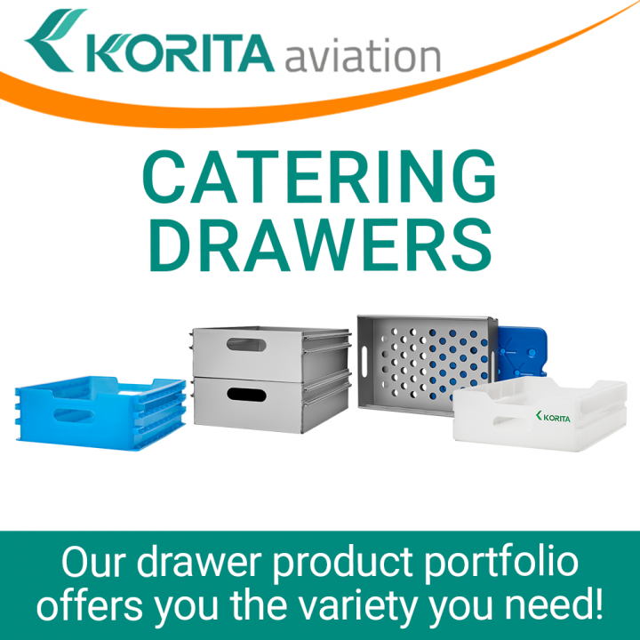 drawers, catering drawers, airline polypropylene drawers, 3-runner drawers, airline trolley drawers, airline cart drawers, ATLAS drawers, aluminium drawers - Korita Aviation