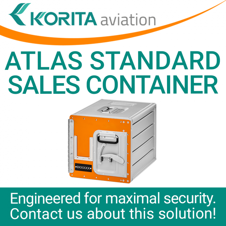 airline inflight storage, sales container,  Aluflite containers, ATLAS standard, standard units, atlas containers, ATLAS galley, aircraft storage, airline carriers, airline containers - Korita Aviation